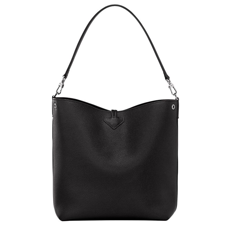 Torby Przez Ramię Damskie Longchamp Le Roseau M Shoulder Leather Czarne | PL8847UZ