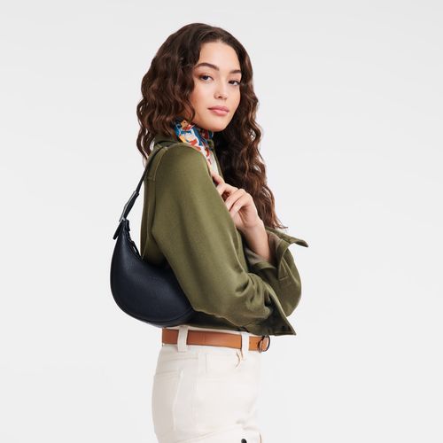 Torby Przez Ramię Damskie Longchamp Le Roseau Essential S Hobo Leather Czarne | PL8825HA