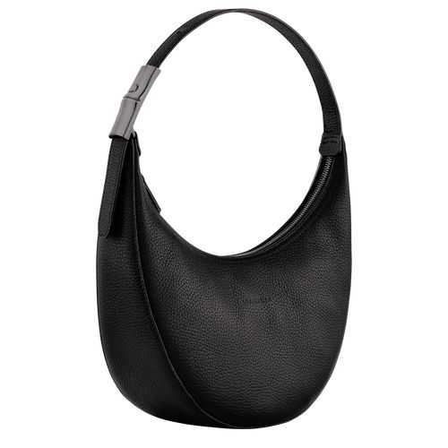 Torby Przez Ramię Damskie Longchamp Le Roseau Essential M Hobo Leather Czarne | PL8783YX