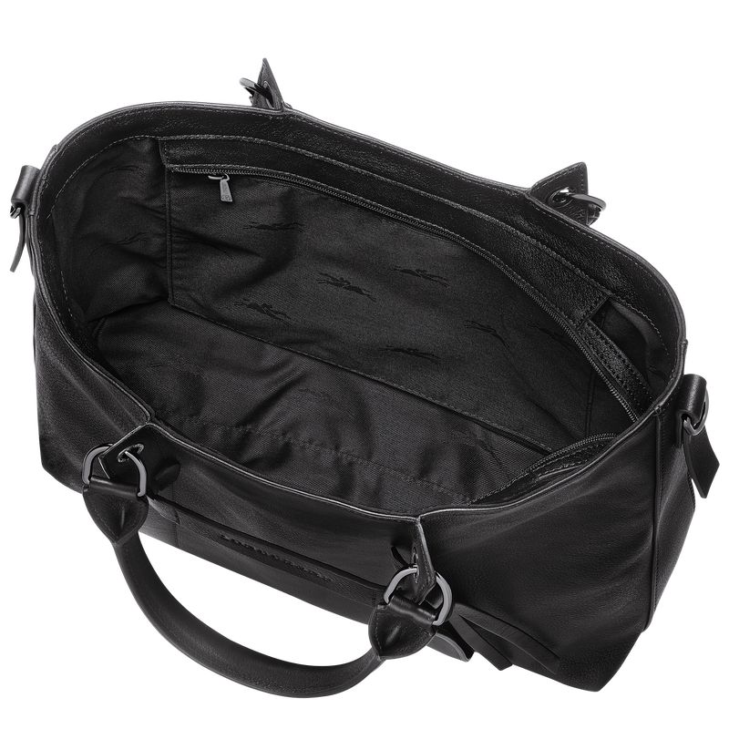 Torebka Damskie Longchamp 3D L Leather Czarne | PL9123VR