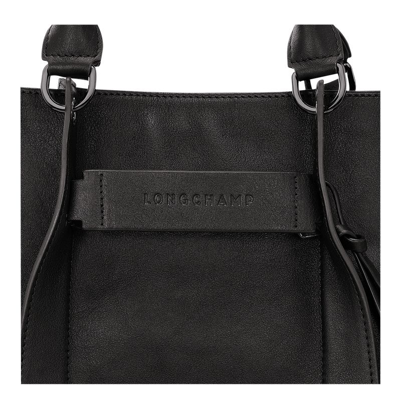 Torebka Damskie Longchamp 3D L Leather Czarne | PL9123VR