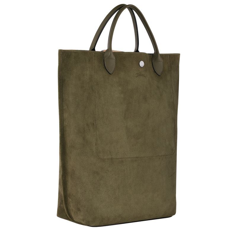 Torebka Damskie Longchamp Cabas M Tote Leather Khaki | PL9193SG