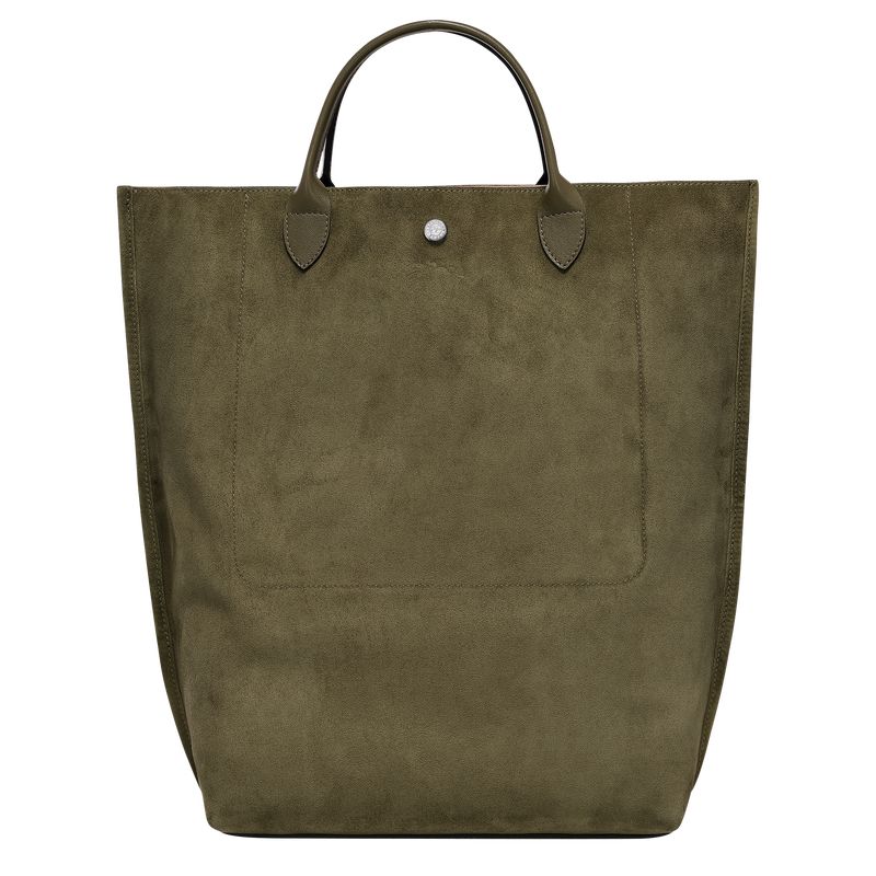 Torebka Damskie Longchamp Cabas M Tote Leather Khaki | PL9193SG