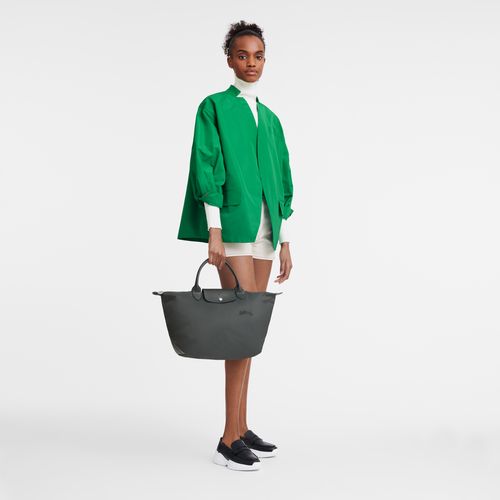 Torebka Damskie Longchamp Le Pliage Green M Recycled canvas Graphite | PL9061DF