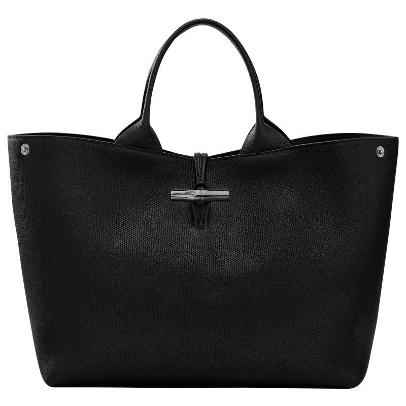 Torebka Damskie Longchamp Le Roseau L Leather Czarne | PL9116HA