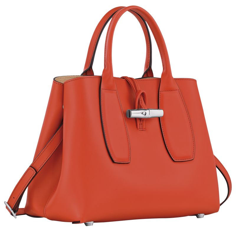 Torebka Damskie Longchamp Le Roseau M Leather Paprika | PL9155EB