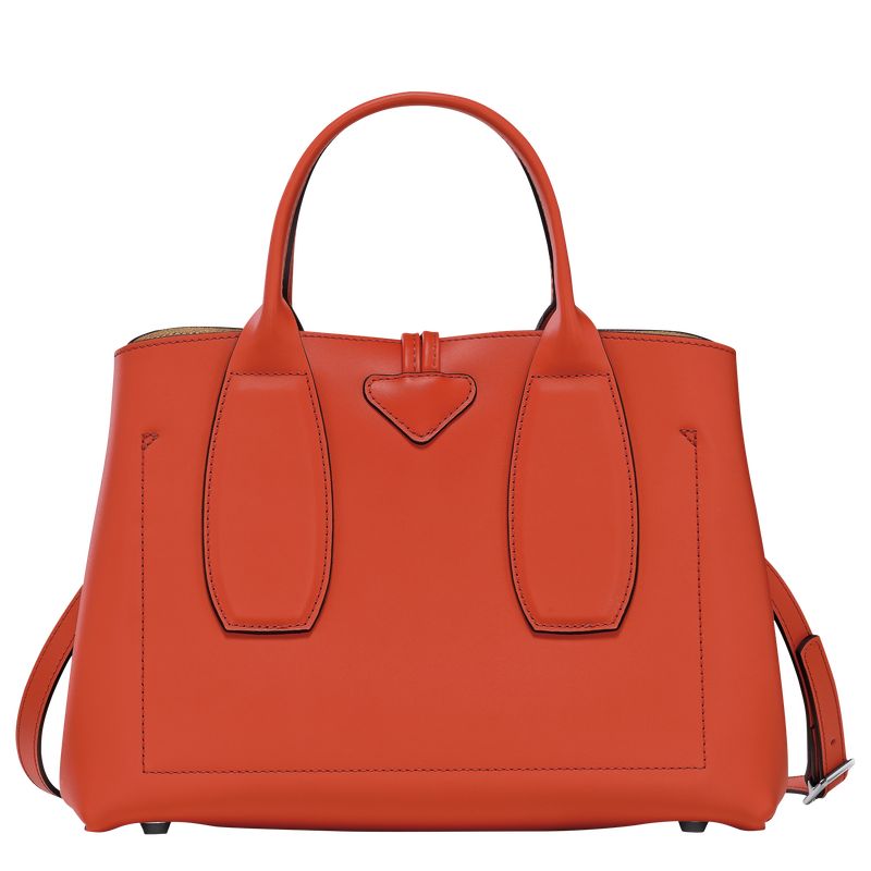 Torebka Damskie Longchamp Le Roseau M Leather Paprika | PL9155EB