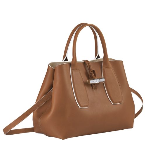 Torebka Damskie Longchamp Le Roseau M Leather Cognac | PL9038AH