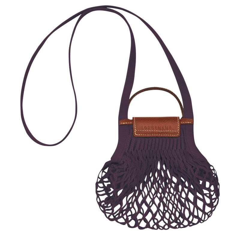 Torebki Małe Damskie Longchamp Le Pliage Filet XS Mesh Canvas Eggplant | PL9315UZ