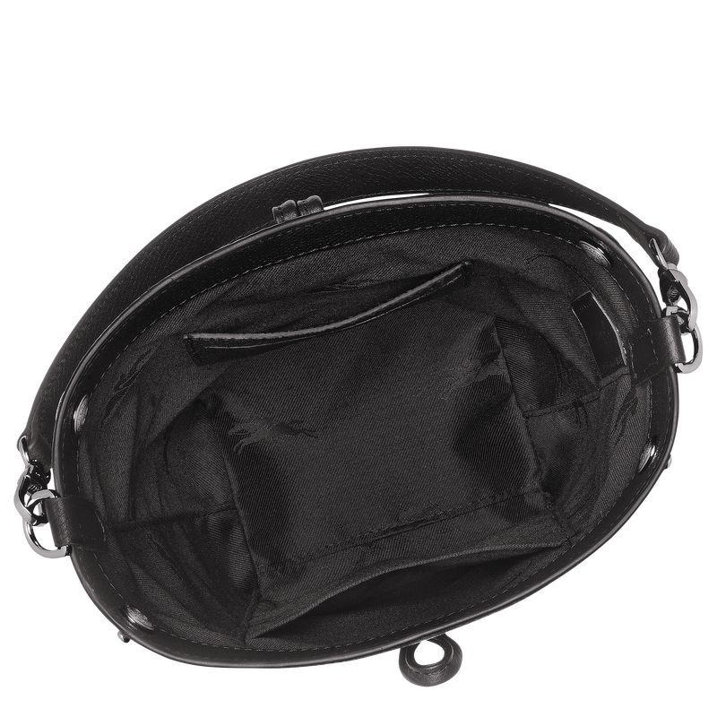 Torebki Małe Damskie Longchamp Le Roseau XS Bucket Leather Czarne | PL9331VR